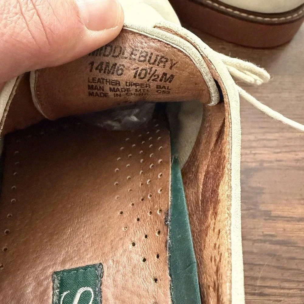 Bass Middlebury Leather Oxford Shoes Men's 10.5 Cream Tan Lace Up Dress Casual